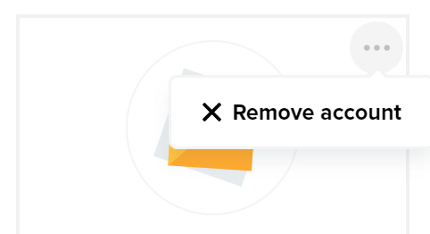 Screenshot showing the Remove account button in the dropdown menu.