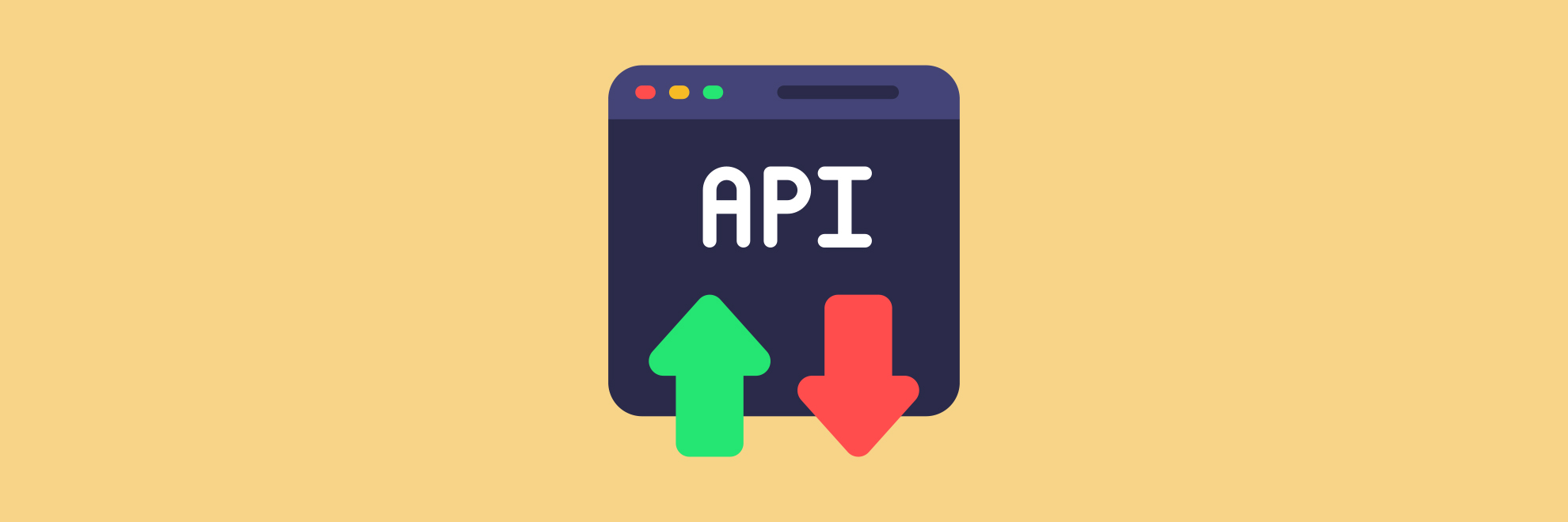 Illustration showing the API icon on orange background. 
