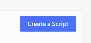 Screenshot showing button to create new script in BigCommerce website. 