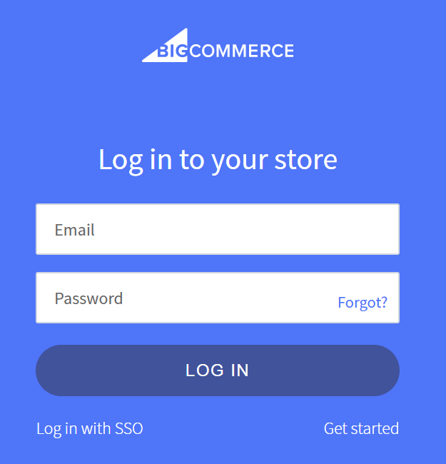 Screenshot showing BigCommerce login screen