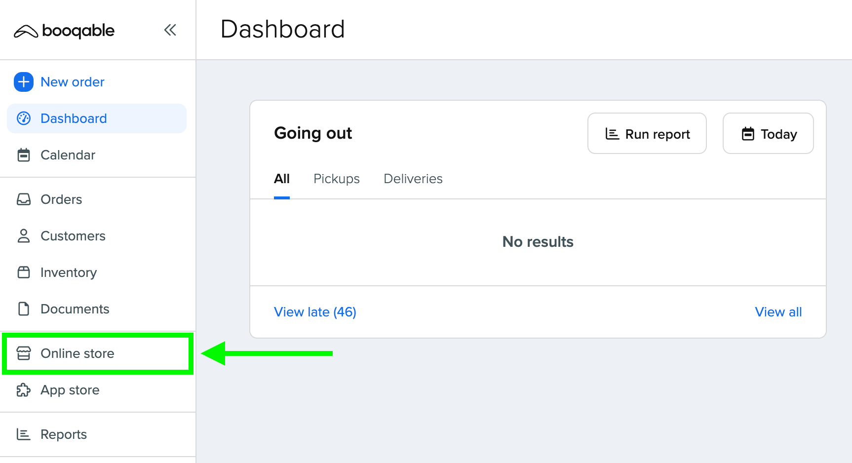 Screenshot showing Booqable Online Store page