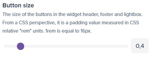 Screenshot from our widget creator showing the button size option.