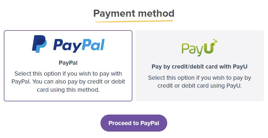 Screenshot taken on our checkout page showing the list of available payment gateways. 