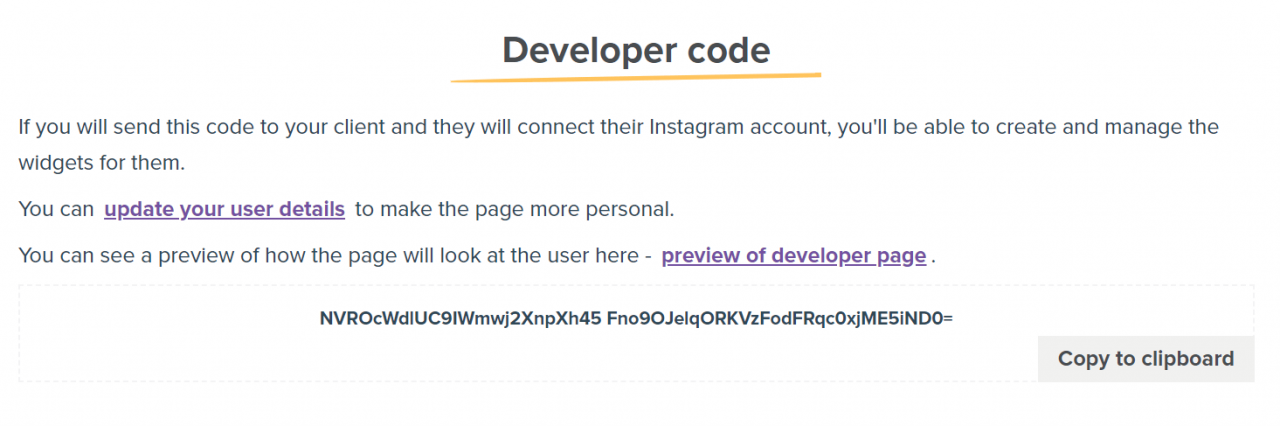 Screenshot showing developer code section.