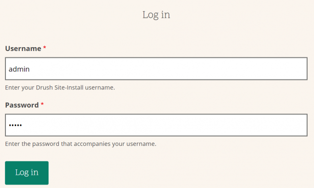 drupal login admin page