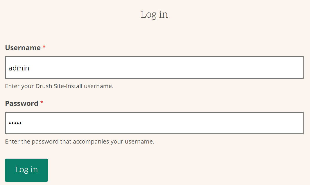 Screenshot of login panel in Drupal website.