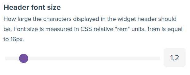 Screenshot showing input for setting header font size. 