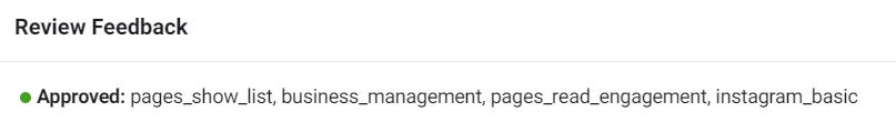Screenshot from the review details showing approved permissions.