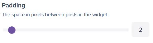 Screenshot from widget creator showing padding option.