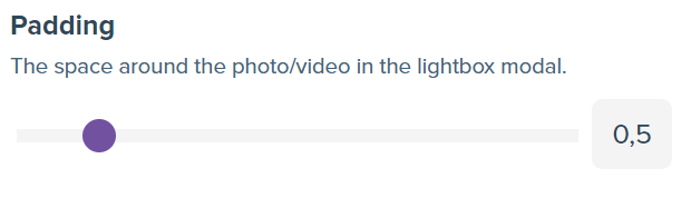 Screenshot of the padding option for lightbox gallery,