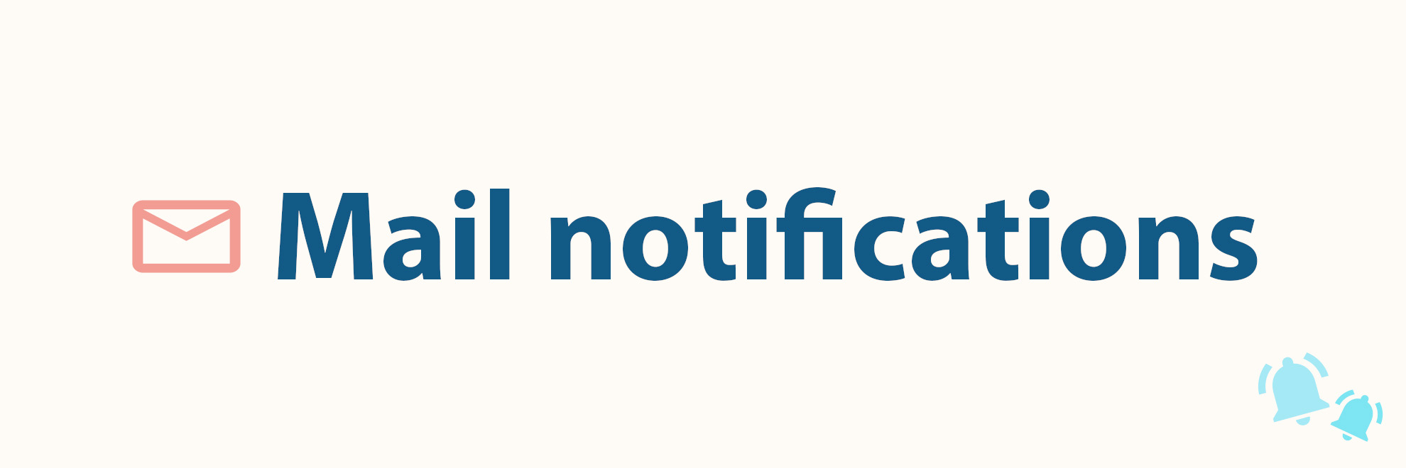 Simple illustration with email envelope, ringing bells and mail notifications text.