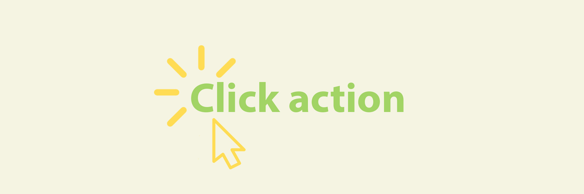 Illustration showing click action text with the mouse cursor and visual click.