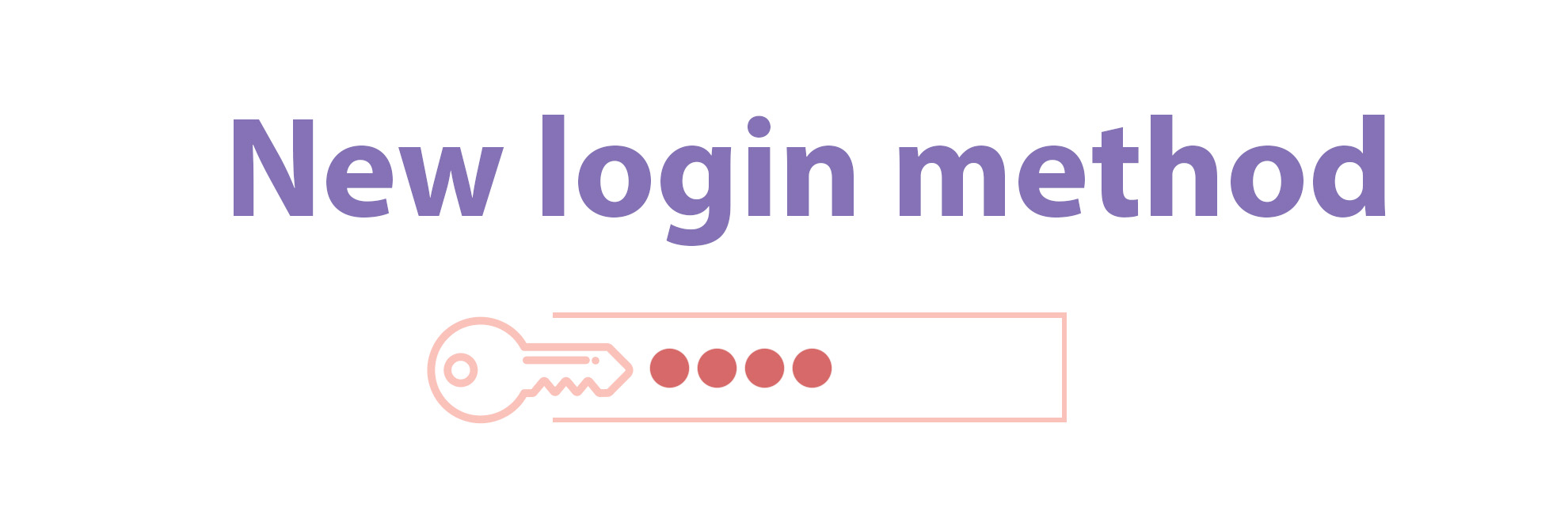 Illustration showing a new login method text, key and input password field.