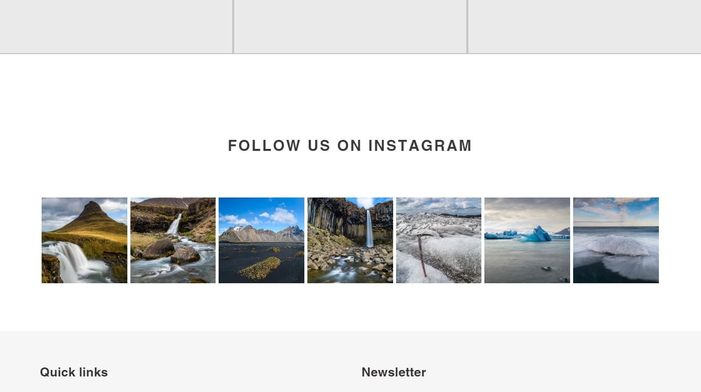 Screenshot showing how the Instagram widget looks on Shopify store.