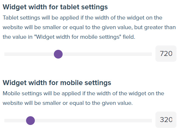 Screenshot showing advanced configuration section with widget widths options. 