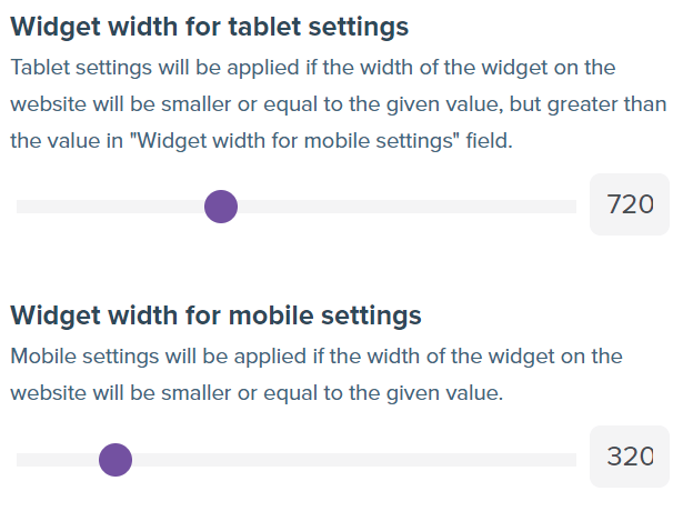 Screenshot showing advanced configuration section with widget widths options.